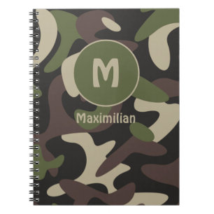 Militair Camouflage Groen Bruin Patroonmonogram Notitieboek