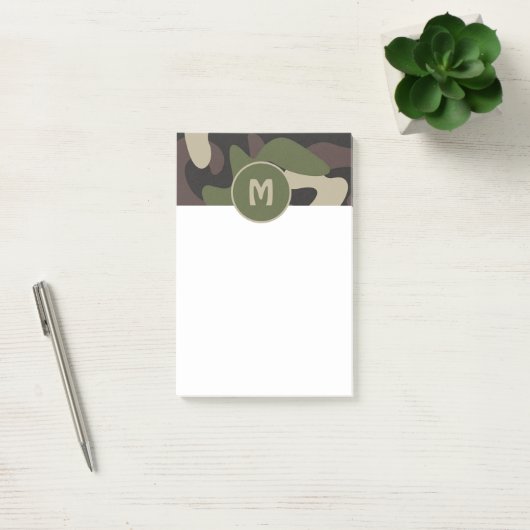 Militair Camouflage Groen Bruin Patroonmonogram Post-it® Notes (Kantoor)