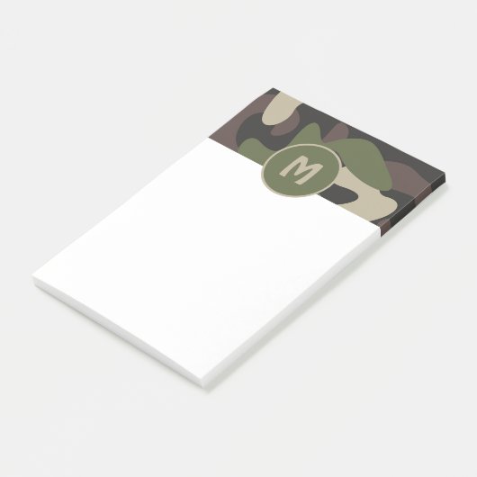 Militair Camouflage Groen Bruin Patroonmonogram Post-it® Notes (Schuin)