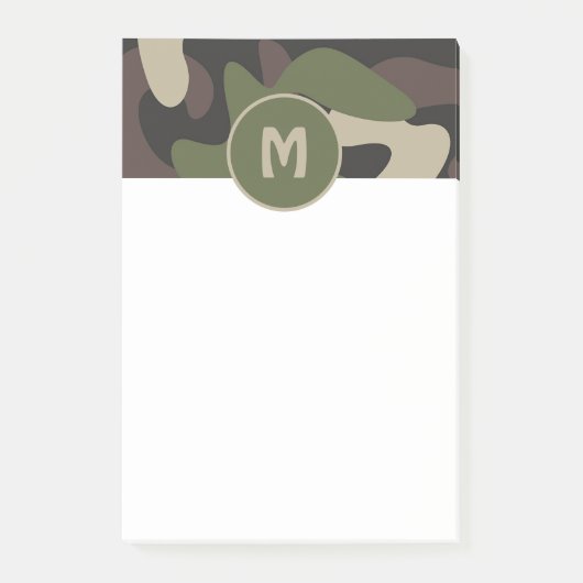 Militair Camouflage Groen Bruin Patroonmonogram Post-it® Notes (Voorkant)