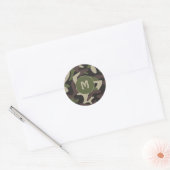 Militair Camouflage Groen Bruin Patroonmonogram Ronde Sticker (Envelop)