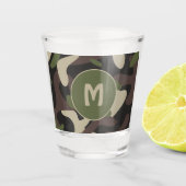 Militair Camouflage Groen Bruin Patroonmonogram Shot Glas (Voorkant)