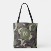 Militair Camouflage Groen Bruin Patroonmonogram Tote Bag (Achterkant)