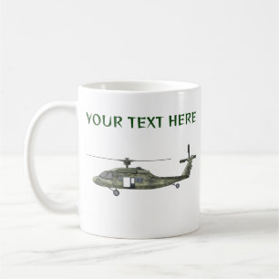 Militair camouflage helikopter koffie met eigen na koffiemok