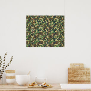 Militair Camouflage Patroon - Bruin Geel Groen Poster