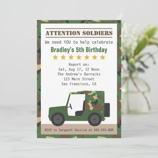 Militair Camouflage Pattern Soldier Boy Birthday Kaart (Staand voorkant)
