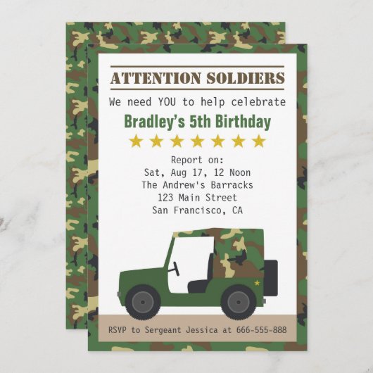 Militair Camouflage Pattern Soldier Boy Birthday Kaart (Voorkant / Achterkant)