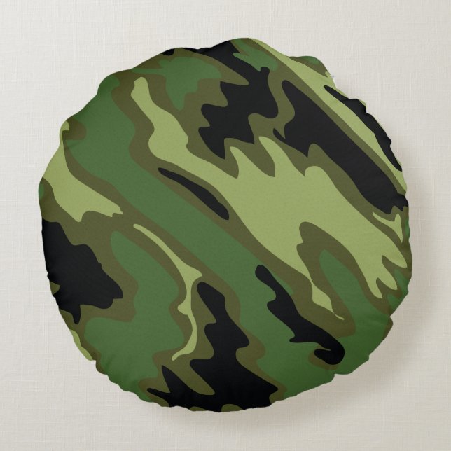 Militair Camouflage Rond Kussen (Achterkant)
