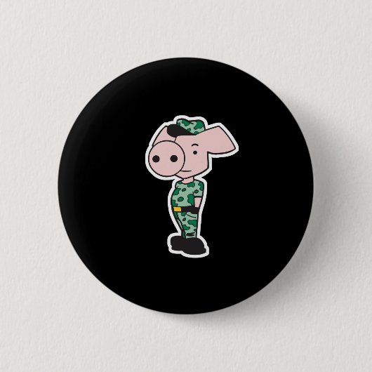 militair camouflage varken ronde button 5,7 cm (Voorkant)