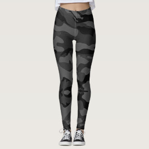 militair camouflage zwart grijs patroon leggings