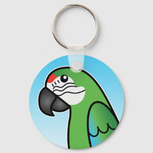 Militair Cartoon Ara Papegaai Vogel Sleutelhanger