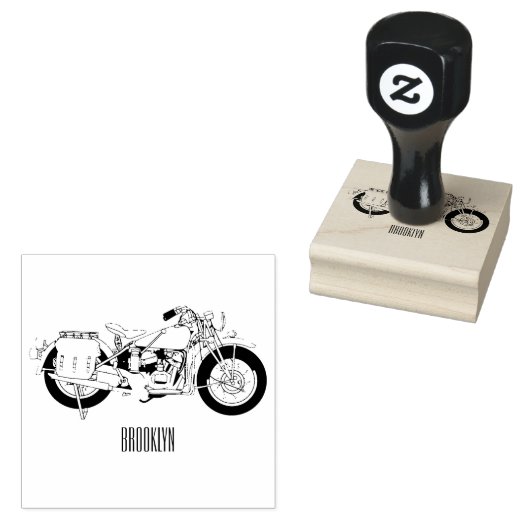 Militair cruiser motorfiets cartoon illustratie rubberstempel (Gestempeld)
