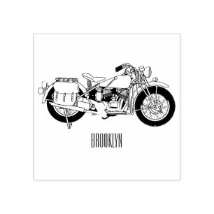Militair cruiser motorfiets cartoon illustratie rubberstempel
