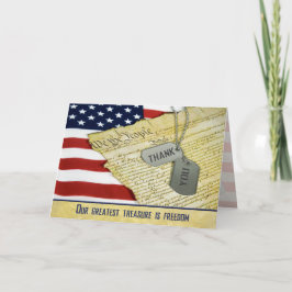 Militair Dank u met dog tags Bedankkaart