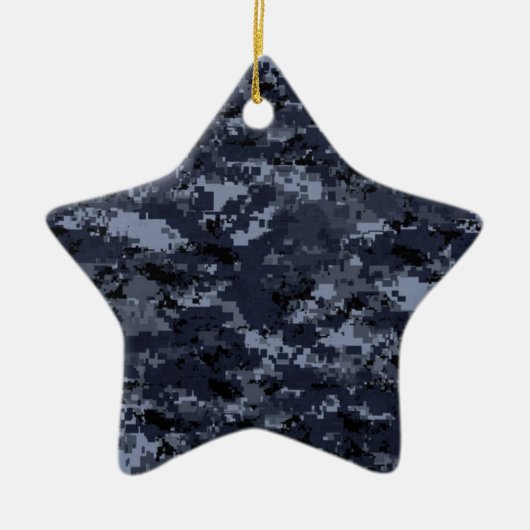 Militair digitaal blauw Camo Star-Ornament Keramisch Ornament (Voorkant)