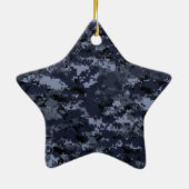 Militair digitaal blauw Camo Star-Ornament Keramisch Ornament (Achterkant)