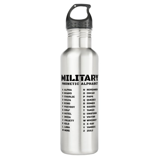 Militair fonetisch alfabet Canada Waterfles (Voorkant)