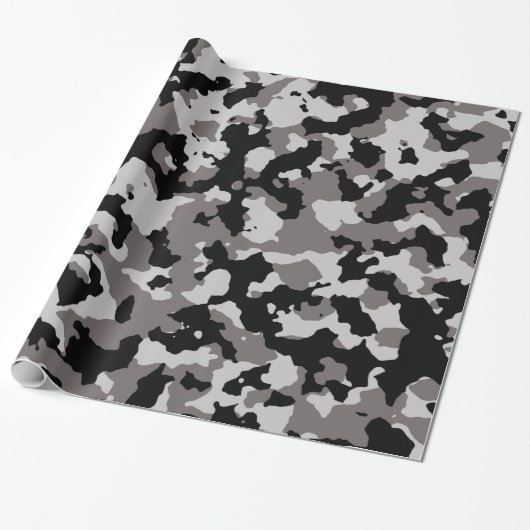 Militair grijs Camouflage Patroon Cadeaupapier (Uitgerold)