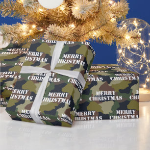 Militair Groen Bruin Camouflage Kerst Cadeaupapier