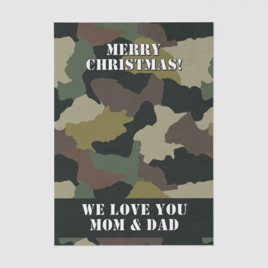 Militair Groen Bruin Camouflage Kerst Tissuepapier (Voorkant)