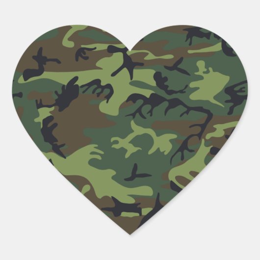 Militair Groen Camouflage Hart Sticker (Voorkant)