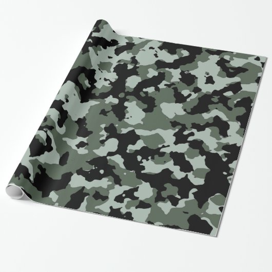 Militair groen Camouflage Patroon Cadeaupapier (Uitgerold)