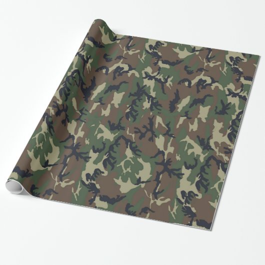 Militair groen Camouflage Patroon Cadeaupapier (Uitgerold)