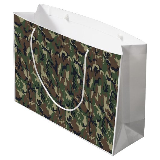Militair groen Camouflage Patroon Groot Cadeauzakje (Achterkant Gekanteld)