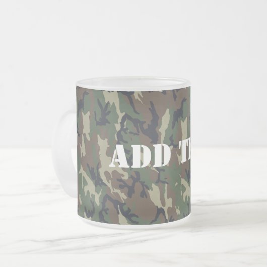 Militair groen Camouflage Patroon Matglas Koffiemok (Voorkant links)