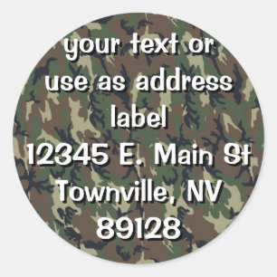 Militair groen Camouflage Patroon Ronde Sticker