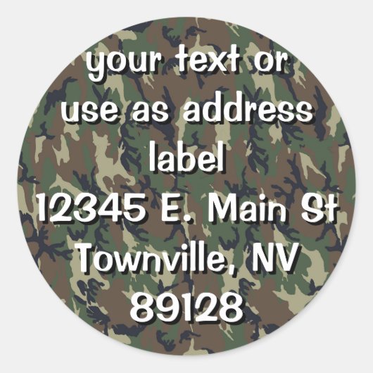 Militair groen Camouflage Patroon Ronde Sticker (Voorkant)