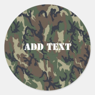 Militair groen Camouflage Patroon Ronde Sticker