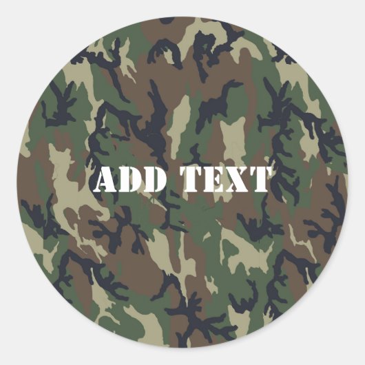 Militair groen Camouflage Patroon Ronde Sticker (Voorkant)