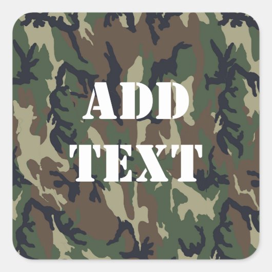 Militair groen Camouflage Patroon Vierkante Sticker (Voorkant)