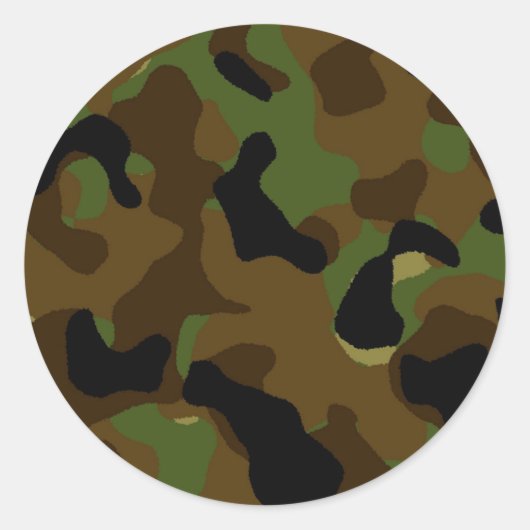 Militair Groen Leger Camo Camouflage Patroon Ronde Sticker (Voorkant)