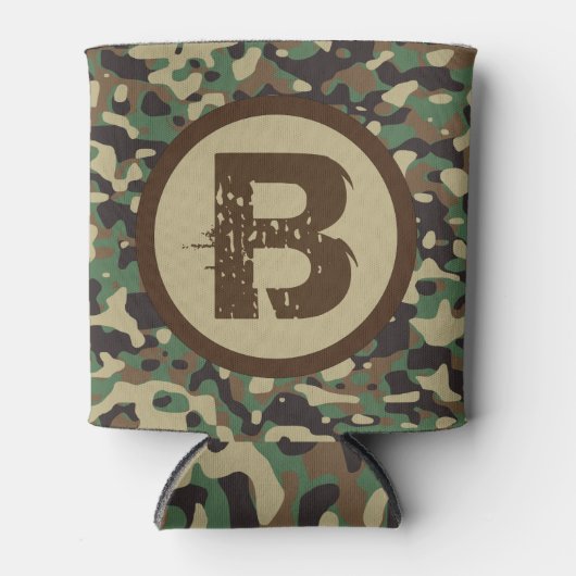 Militair Groene Camo gepersonaliseerd Blikjeskoeler (Voorkant)