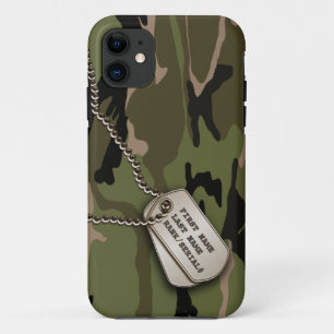 Militair Groene Camo w/Dog Label iPhone 11 Hoesje