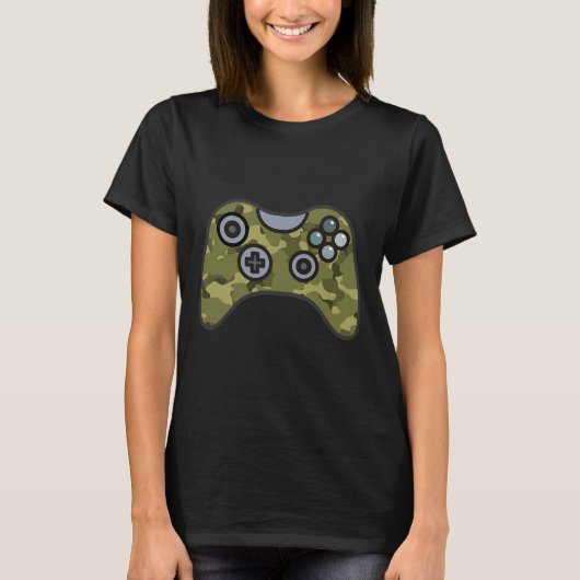 Militair groene camouflage videogame controller ca t-shirt (Voorkant)