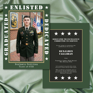 Militair groene foto afstudeeraankondiging kaart