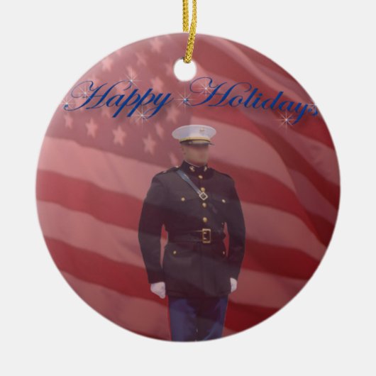 Militair Happy Holiday-keramisch Ornament (Voorkant)