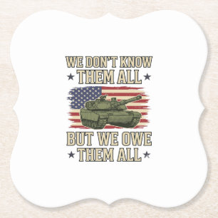 Militair Herinneringstank Patriottisch Shirt Ontwe Kartonnen Onderzetters