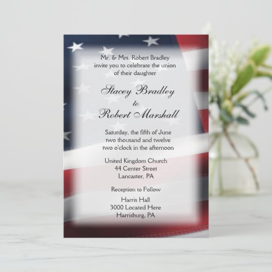 Militair Huwelijksthema Huwelijksuitnodigingen 5"x Kaart (Staand voorkant)