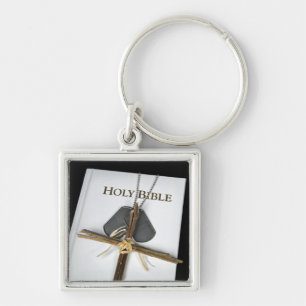 Militair Identificatielabel Op Heilige Bijbel Sleutelhanger