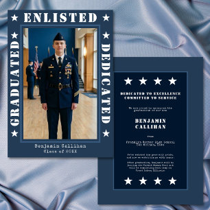 Militair Inschrijvings Blauwe Foto Afstudeeraankon Kaart
