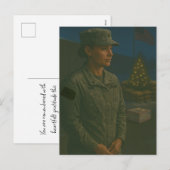 Militair Kerst Vrouw Soldaat Eer Briefkaart (Voorkant / Achterkant)
