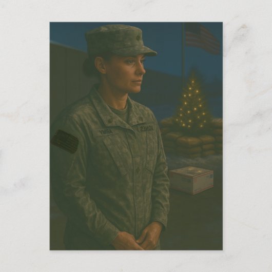 Militair Kerst Vrouw Soldaat Eer Briefkaart (Voorkant)