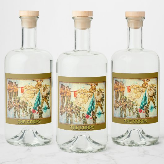 Militair kunstlabel likeurfles etiket (Flessen)