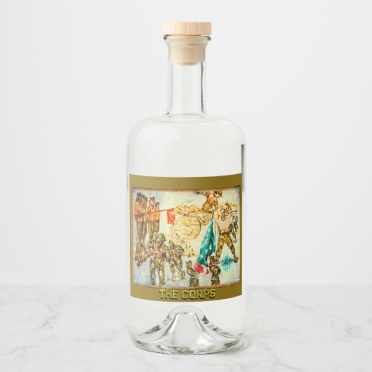 Militair kunstlabel likeurfles etiket (Voorkant)