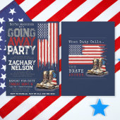 Militair Laarzen Vlag BLAUW Afscheid Feestje Kaart