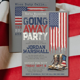 Militair Laarzen Vlag GRIJS Afscheid Vaarwel Feest Kaart